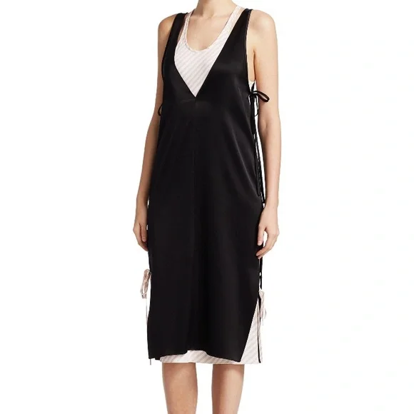 t by alexander wang silk slip dress Alexander Wang Chain-strap Silk Midi Dress